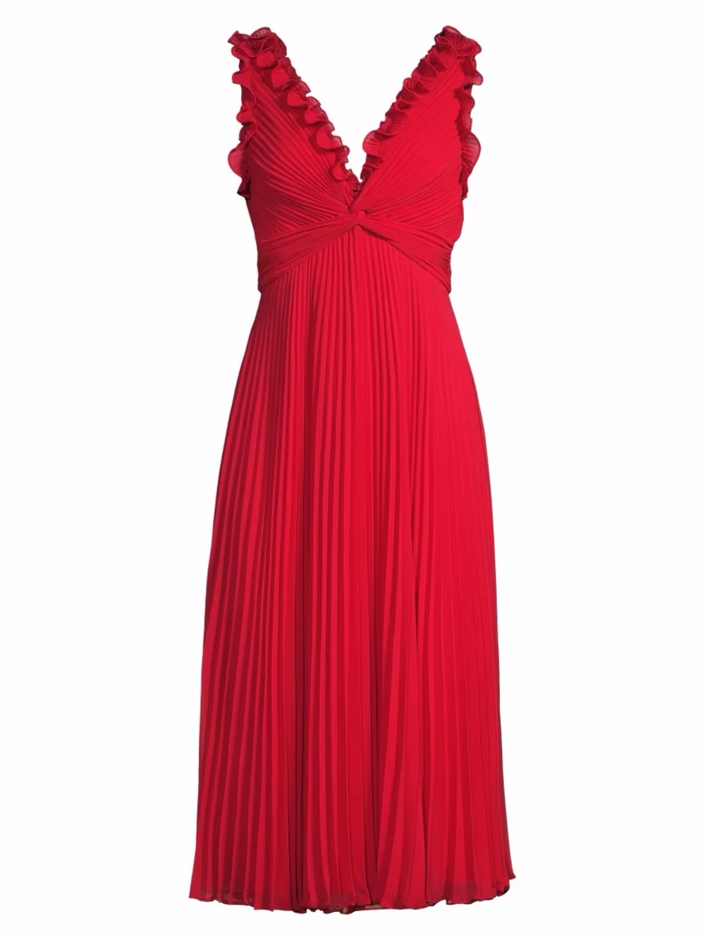 NWT DESIGNER LUXE UNGARO Alessandra V-Neck Midi-Dress Red Cocktail Wedding Guest